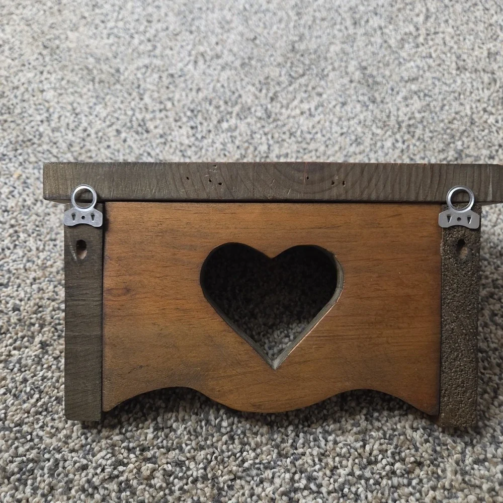 Rustic Wooden Wall Shelf Heart Cutout Farmhouse Country Decor Small 9